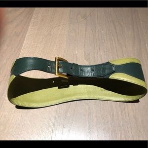 Prada Green Leather belt with golden buckle
